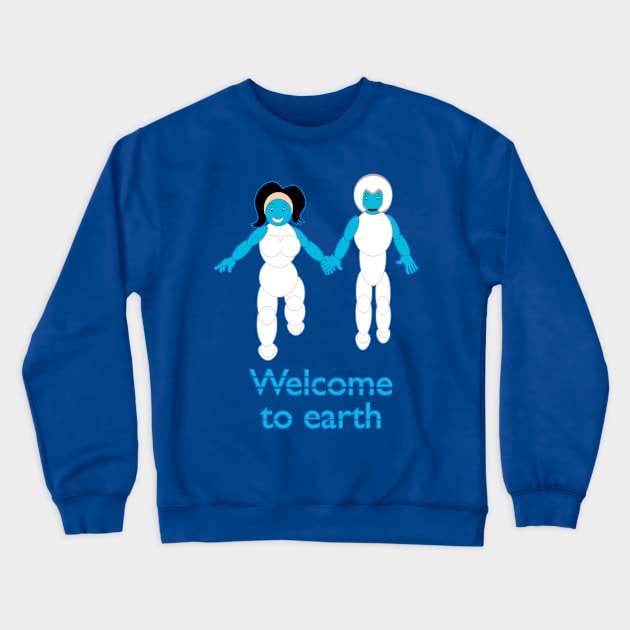 Welcome To Earth V1 Crewneck Sweatshirt by walil designer